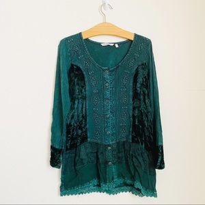 Soft Surroundings Esmeralda Boho Long Sleeve Blouse Size Small
